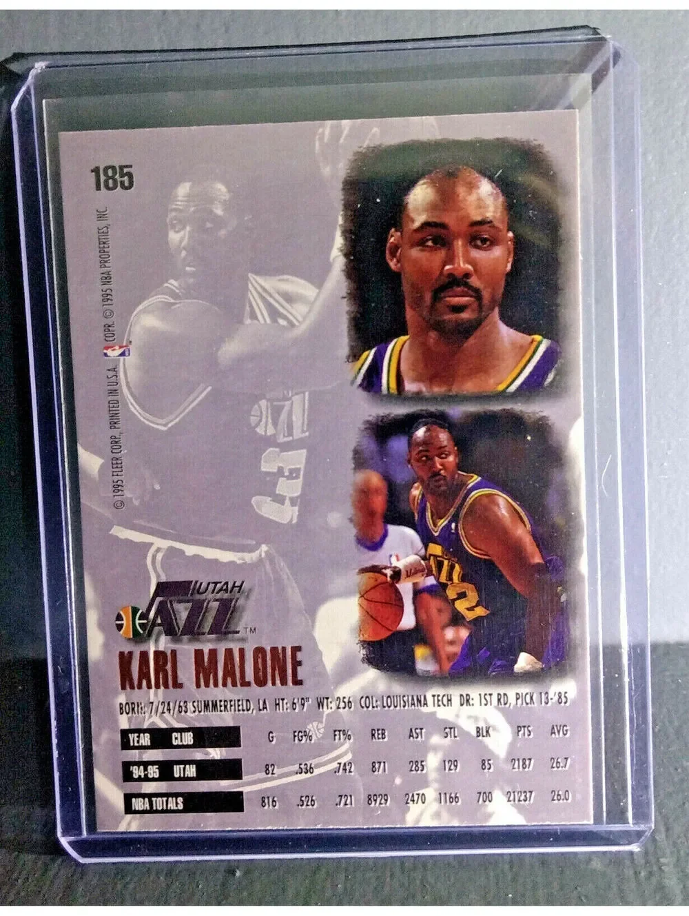 1995-96 Karl Malone Fleer Ultra #185 Basketball Card